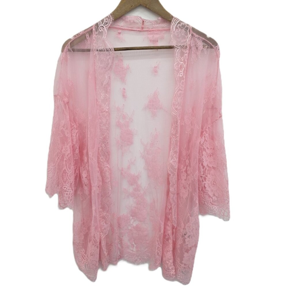 Avidlove Womens Kimono Pink Robe Floral Lace Babydoll Lingerie Nightgown Large